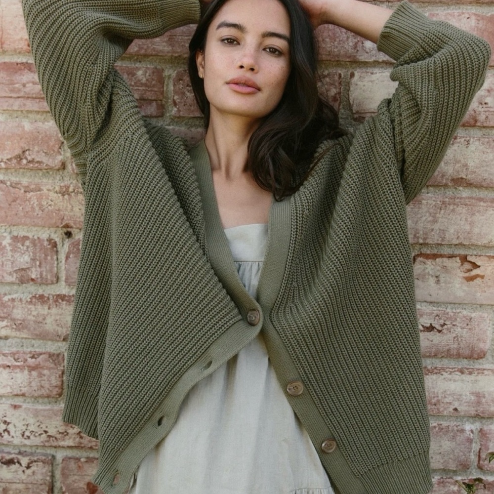 Jenni Kayne Cotton Cocoon Cardigan - Olive